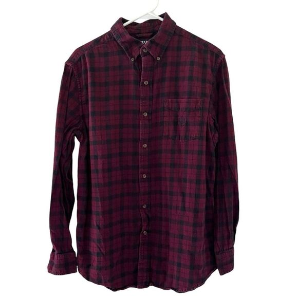Chaps Other - Chaps Performance Flannel Button Down Shirt‎ Mens M Long Sleeve Plaid Red